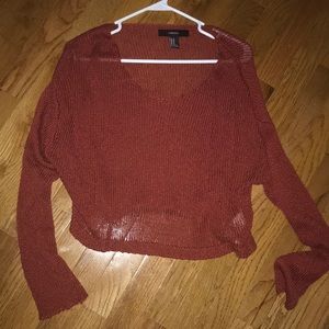 Forever 21 Red/Orange semi-cropped Sweater